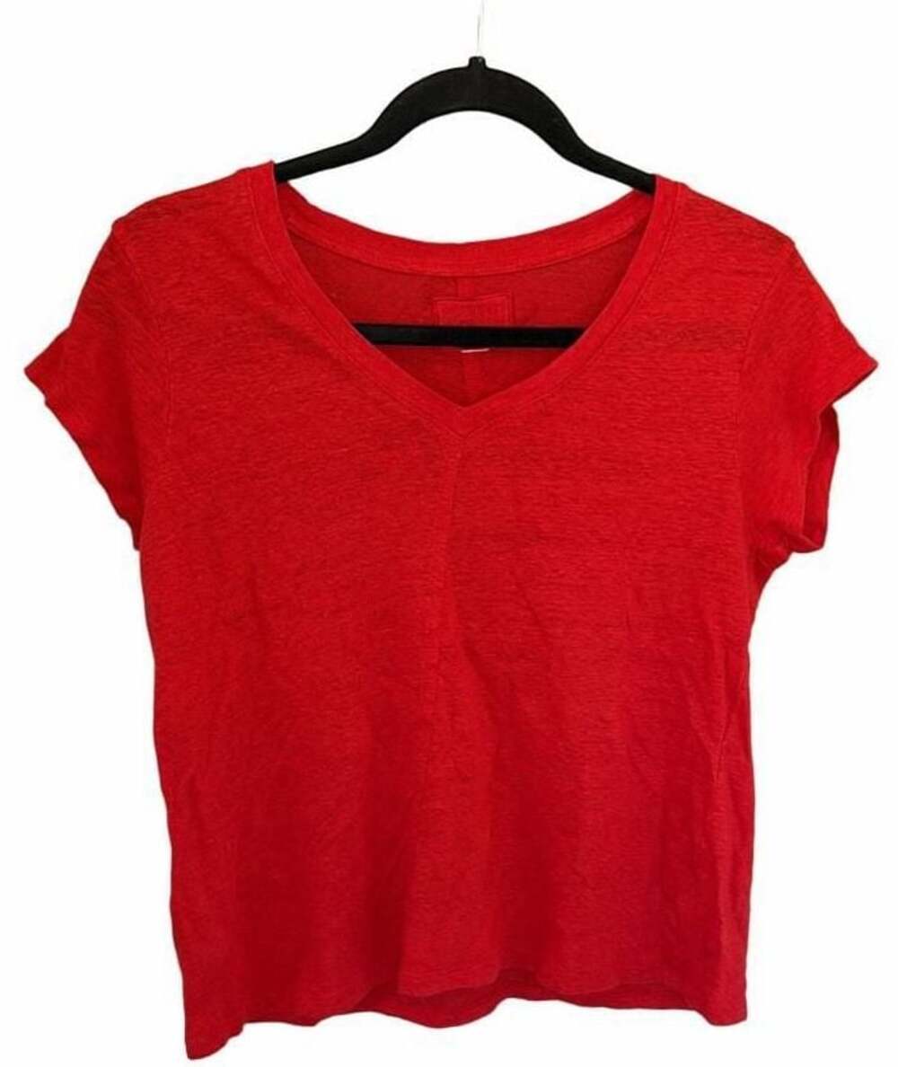 Sigrid Olsen 100% Linen  Short Sleeve Tee Red M